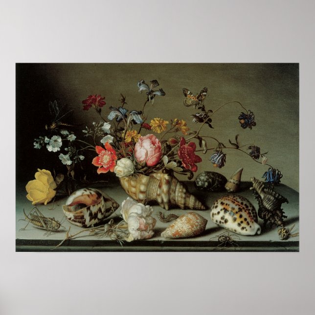 Blommor, snäckor och insekter Balthasar van der As Poster (Framsidan)