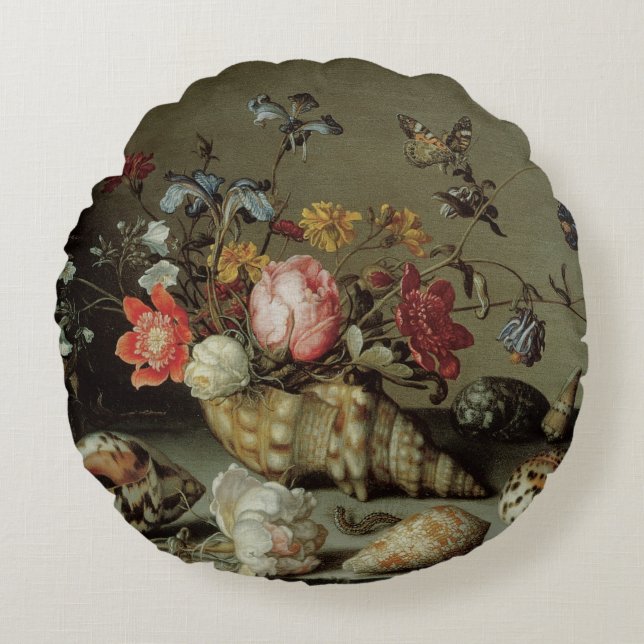 Blommor, snäckor och insekter Balthasar van der As Rund Kudde (Framsidan)