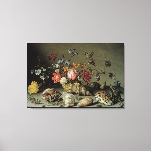Blommor, Snäckor och Insektra Balthasar van der As Canvastryck (Framsida)