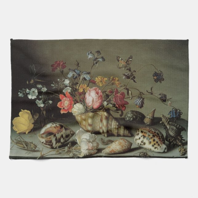 Blommor, Snäckor och Insektra Balthasar van der As Kökshandduk (Horisontell)