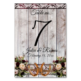 Blommor, Snöre och hästskor, burgundyband Bordsnummer