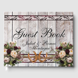 Blommor, Snöre och hästskor, burgundyband Gästböcker