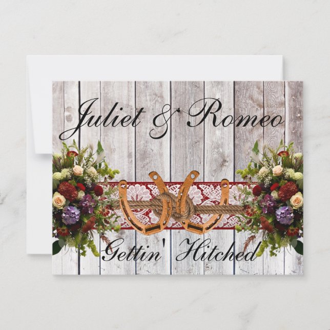 Blommor, Snöre och hästskor, rödband Bröllop (Framsida)