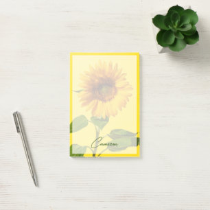 Blommor Solros på Gult Post-it Block