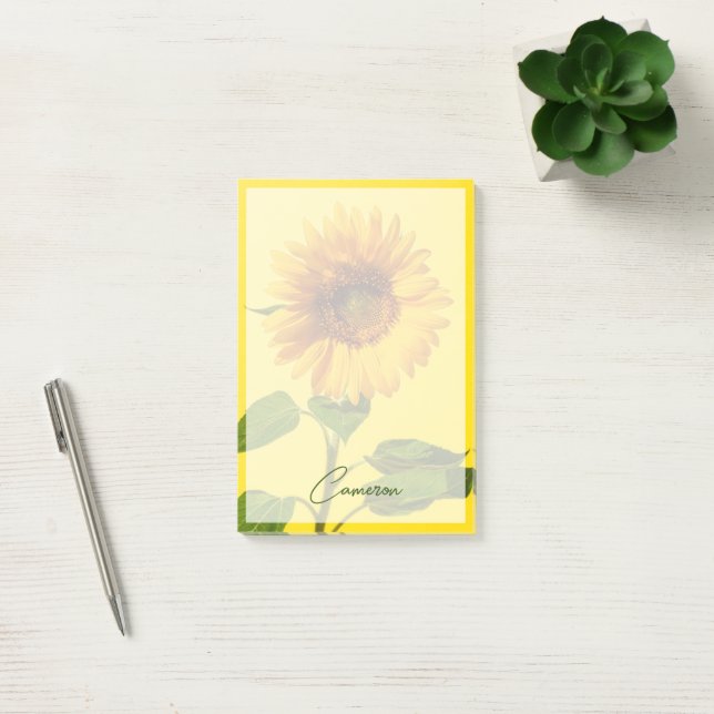 Blommor | Solros på Gult Post-it Block (Kontor)
