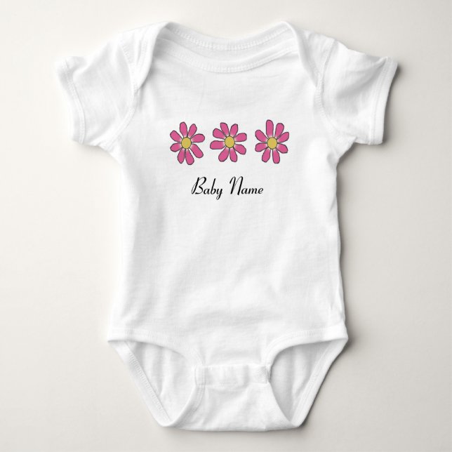 Blommor som är rosa med babynamn t-shirt (Framsida)