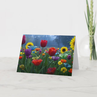 Blommor som glas i färger och former tack kort
