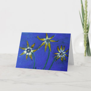 Blommor som målar blått bakgrundskort kort