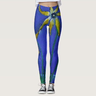 Blommor som målar originalbild på baljväxter leggings