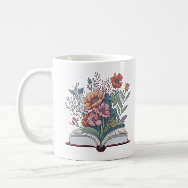 blommor som odlas från bok, blommigt bok kaffemugg (Vänster)