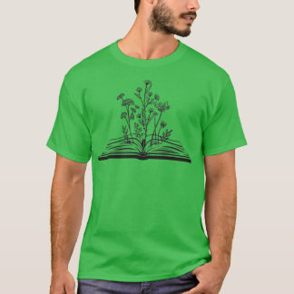 blommor som odlas från bok- och blomsterdesign för t shirt
