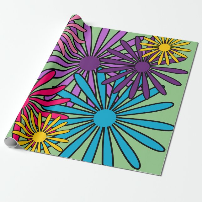 Blommor som omsluter pappra presentpapper (Utrullad)