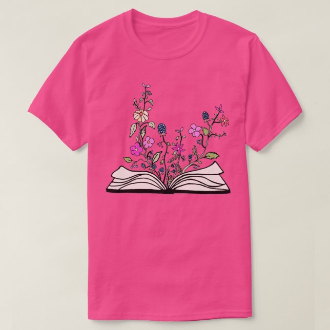 Blommor som växer från bok 10 t shirt (Design framsida)