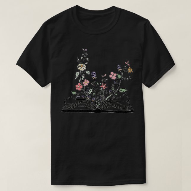 blommor som växer från bok skönhetsindex t shirt (Design framsida)