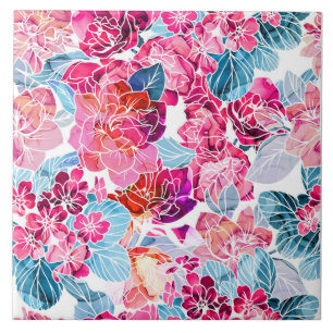 Blommor, sömlös keramik av mönster kakelplatta