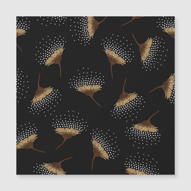 Blommor, sömlös svart bakgrund. (Framsida)