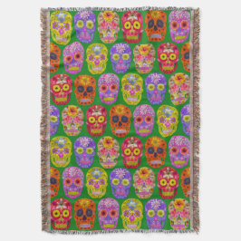 Blommor, sömlösa Döskallar Mönster 2018 Filt