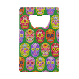 Blommor, sömlösa Döskallar Mönster 2018 Kreditkort Flasköppnare