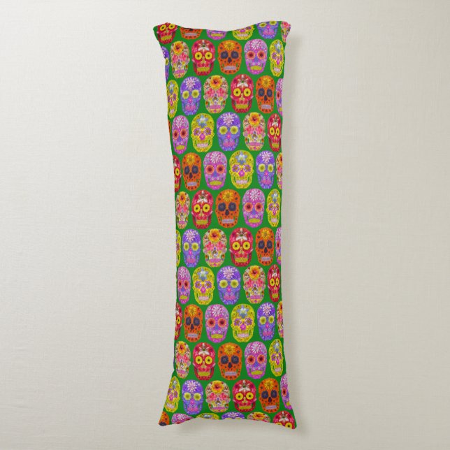 Blommor, sömlösa Döskallar Mönster 2018 Kroppskudde (Framsidan Vertikal)