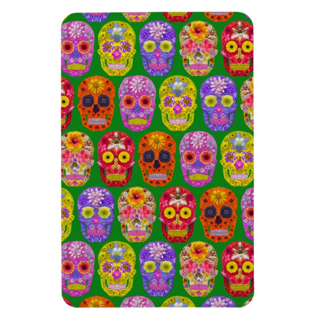 Blommor, sömlösa Döskallar Mönster 2018 Magnet (Vertikal)