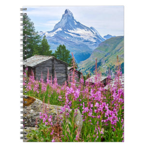 Blommor Sommar Matterhorn Schweiz Anteckningsbok