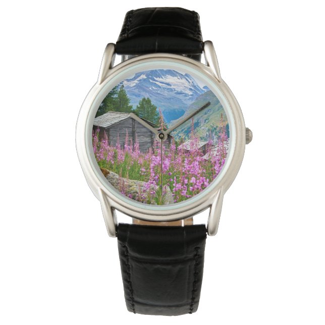 Blommor | Sommar Matterhorn Schweiz Armbandsur (Framsida)