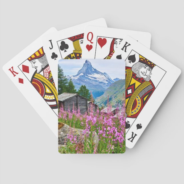 Blommor | Sommar Matterhorn Schweiz Casinokort (Baksidan)