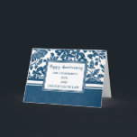 Blommor Son och dotter i advokatfirandet Kort<br><div class="desc">Lycklig bröllop-årskort för son och dotter i juridik med söt blåa blommor och hjärtlig vers.</div>