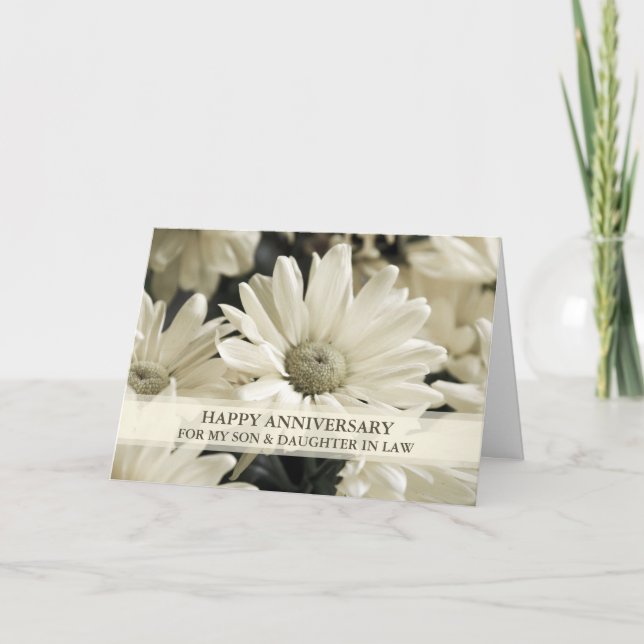 Blommor Son och dotter i Law Bröllop-årsdagen Kort (Framsida)