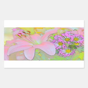 Blommor Söt Colorful Rektangulärt Klistermärke