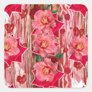 Blommor Stickers Fyrkantigt Klistermärke