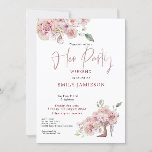 Blommor Stiletto Helg Itinerary Hen Party Inbjudningar