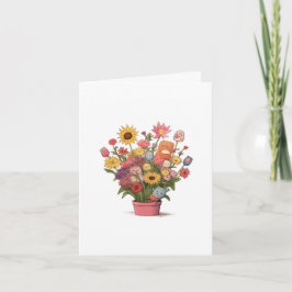 Blommor, stor bukett blommor i kruka kort
