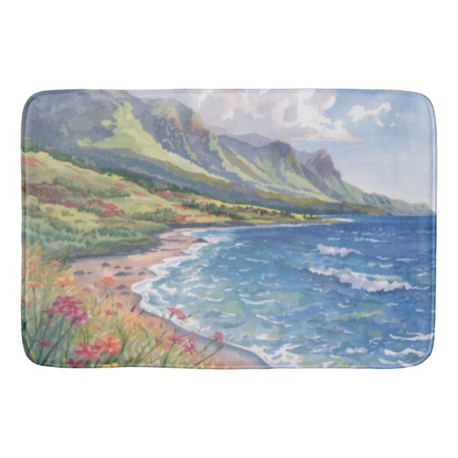 Blommor Strand Hawaii Badrumsmatta (Framsidan)
