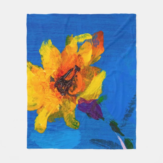 Blommor struktur oljemålning, konsthålade jokermön fleecefilt (Framsidan)