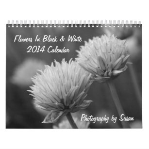 Blommor, svarta och vita fotografier kalender