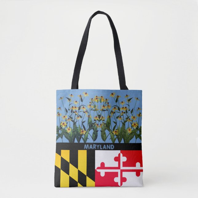 Blommor, svartögd Susan Flower MarylandTote Bag Tygkasse (Framsida)