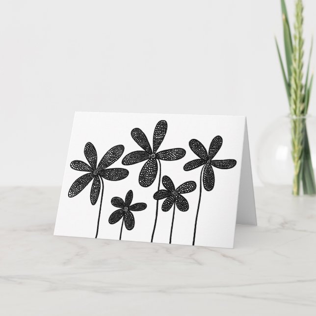 Blommor - svartvitt kort (Framsida)