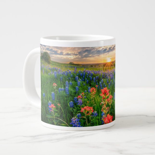 Blommor | Texas Bluebonnets & Indian Paintbrush Jumbo Mugg (Framsida vänster)