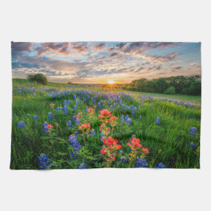 Blommor Texas Bluebonnets & Indian Paintbrush Kökshandduk