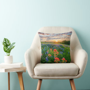 Blommor Texas Bluebonnets & Indian Paintbrush Kudde