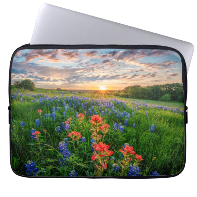 Blommor | Texas Bluebonnets & Indian Paintbrush Laptop Fodral (Framsidan)