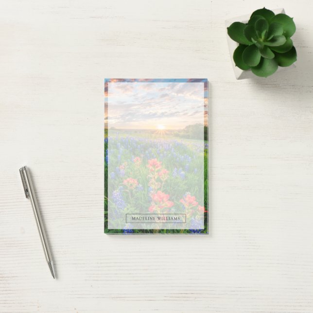 Blommor | Texas Bluebonnets & Indian Paintbrush Post-it Block (Kontor)
