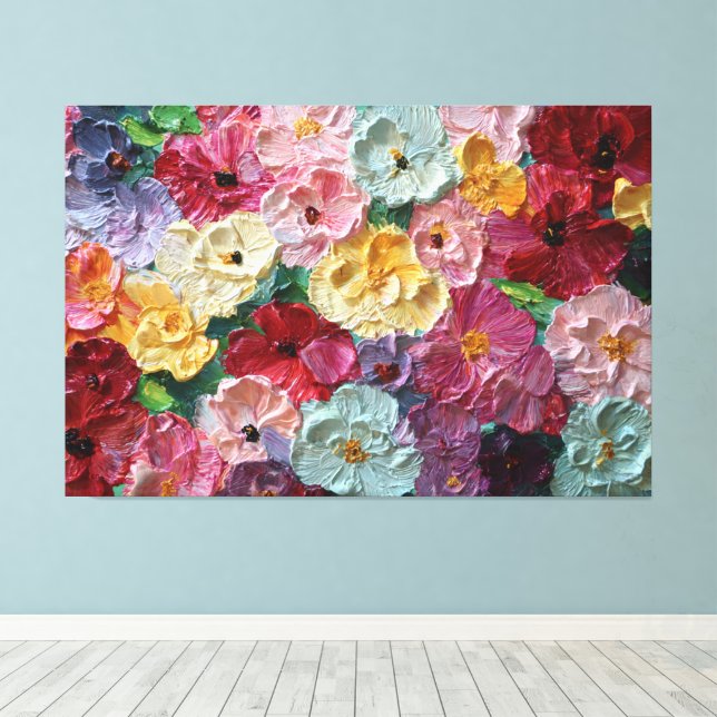 Blommor Texturerad Abstrakt Väggkonst Canvastryck (Insitu (trägolv))