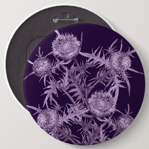 Blommor THISTLE violet mönster Knapp