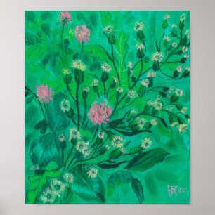Blommor till Bumblebee, målning av sommarblommor Poster