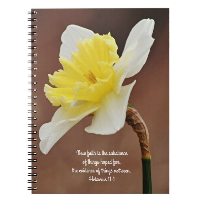 Blommor till Faith Daffodil Evidence Prayer-anteck Anteckningsbok (Framsidan)
