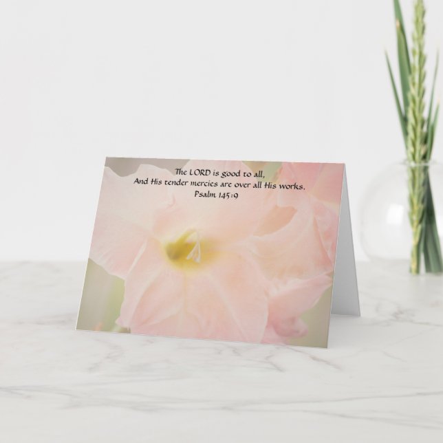 Blommor till Faith Soft Rosa Flowers Scripture Kort (Framsida)