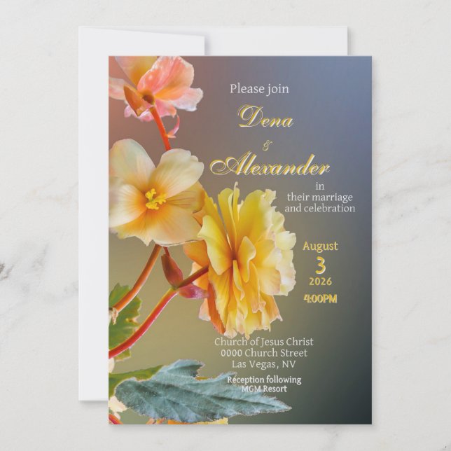 Blommor till inbjudan till ditt Bröllop-bröllop (Framsida)