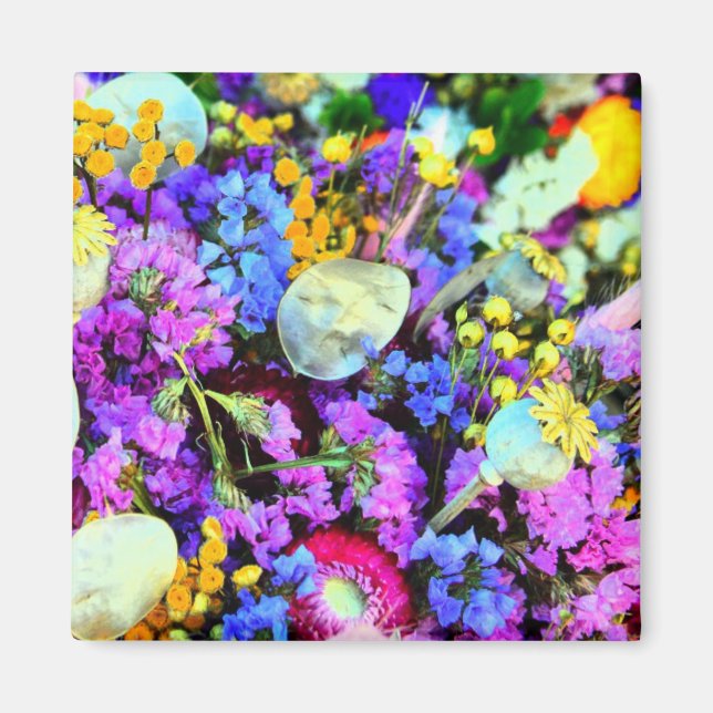 Blommor till kylskåpet färglös blommigt falla magnet (Framsidan)